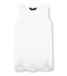 Ralph Lauren Girls White Lace-Trim Cotton-Modal Tank