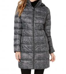 Michael Kors Leopard Print Petite Hooded Puffer Coat