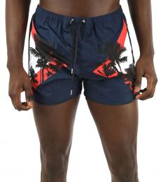 Neil Barrett Navy Blue Printed Boxer Beachwear