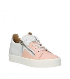 White Pink Low Top Sneakers