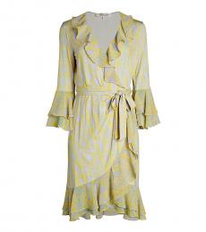 Diane Von Furstenberg Multi color Carli Printed Ruffle Wrap Dress