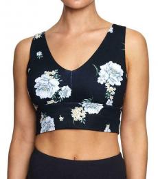 Betsey Johnson Navy Blue Fitness Floral Sports Bra
