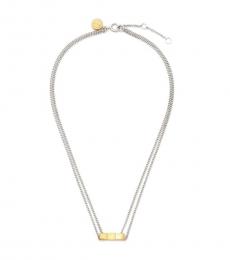 Silver-Gold Bow Tie Pendant Necklace