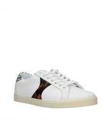 White Leopard Leather Sneakers