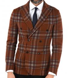 Rust  Madras Wooly 1 Double-Breasted Blazer
