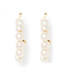 White Twinkle Pearl Hoops Earrings