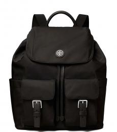 Black Solid Medium Backpack