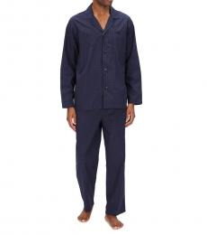 Hugo Boss Dark Purple Button-Front Woven Poplin Pajama Top & Matching Pant Set