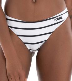 Karl Lagerfeld White Stripe Bikini Bottom