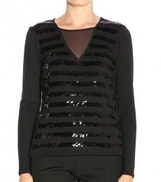 Armani Exchange Black Sequined V-Neck Sweater