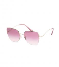 Coach Pale Gold Pink Geometric Sunglasses