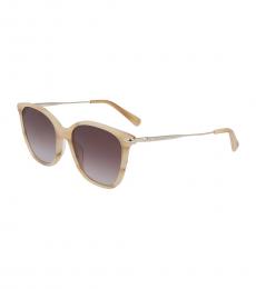 Longchamp Beige Brown Gradient Square Sunglasses