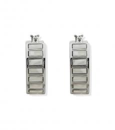 DKNY Silver White Stone Hoop Earrings