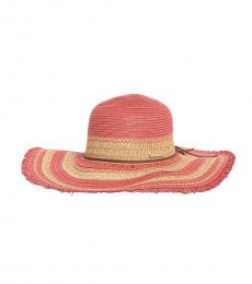 Vince Camuto Pink Textured Straw Floppy Hat