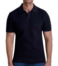 Karl Lagerfeld Black Textured Logo Polo
