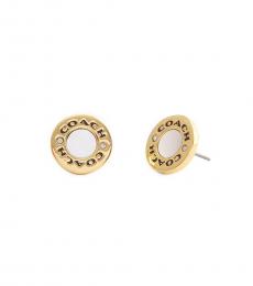 Coach Golden Logo Stud Earrings