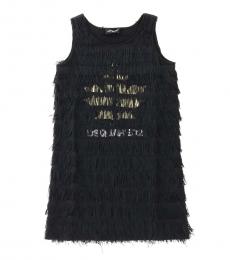 Dsquared2 Girls Black Fringed Sleeveless Dress