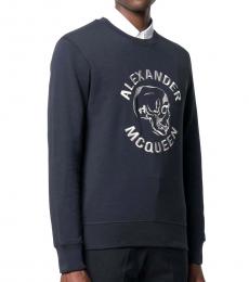 Alexander McQueen Navy Blue Graphic Logo Sweatshirt