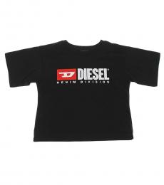 Diesel Girls Black Crewneck T-Shirt