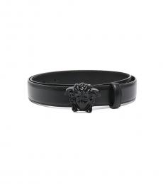Versace Black Medusa Logo Buckle Belt