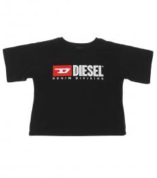 Diesel Little Girls Black Crewneck T-Shirt