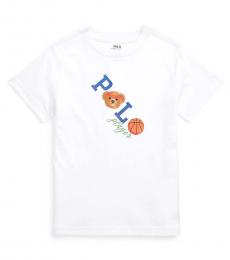 Little Boys White Polo Bear Logo T-Shirt