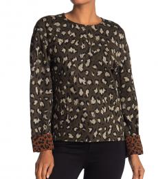 Diane Von Furstenberg Olive Leopard Print Jacquard Sweatshirt