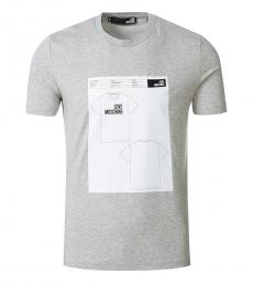 Love Moschino Light Grey Graphic Print T-Shirt