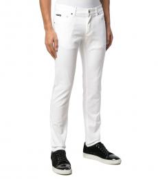 Dolce & Gabbana White Cotton Straight-Leg Trousers