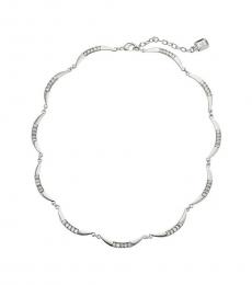 Silver Baguette Crescent Collar Necklace