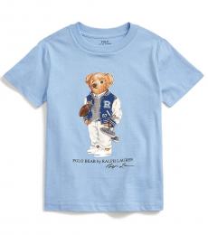 Ralph Lauren Little Boys Blue Lagoon Football Bear T-Shirt