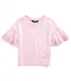 Ralph Lauren Little Girls Carmel Pink Eyelet Top