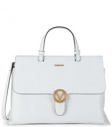 Mario Valentino White Olimpia Embossed Large Satchel