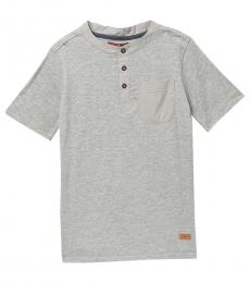 7 For All Mankind Boys Heather Grey Short Sleeve Henley T-Shirt