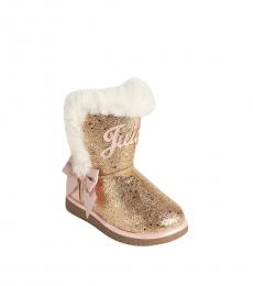 Juicy Couture Girls Rose Gold Windsor Glitter Boots