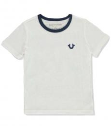 True Religion Little Boys White Contrast Neck T-Shirt