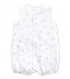 Ralph Lauren Baby Boys White Boat-Print Interlock Shortall