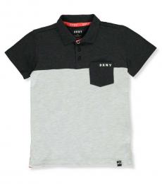 DKNY Little Boys Black Color Block Pique Polo