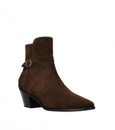 Celine Brown Suede Ankle Boots