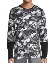 Karl Lagerfeld Dark Grey Camo Logo Supima Sweatshirt