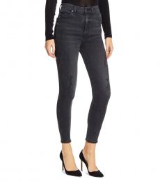 7 For All Mankind Black High Waist Ankle Skinny Jeans