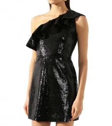 Michael Kors Black Ruffled Sequined Asymmetrical Dress