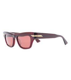 Bottega Veneta Red Rectangle-Frame Tinted Sunglasses
