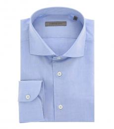 Blue Long Sleeve Spread Collar Shirt