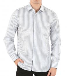 Light Blue Striped Spread Collar Shirt