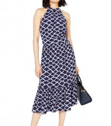 Michael Kors Navy Blue Fit And Flare Dress