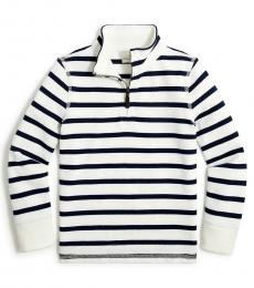 Little Boys Ivory Navy Half-Zip Sweatshirt