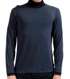 Armani Collezioni Blue Turtleneck Stretch Sweater