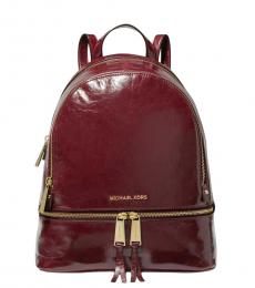 Michael Kors Oxblood Crinkled Rhea Medium Backpack