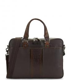 Robert Graham Brown Keaton Embossed Large Briefcase Bag